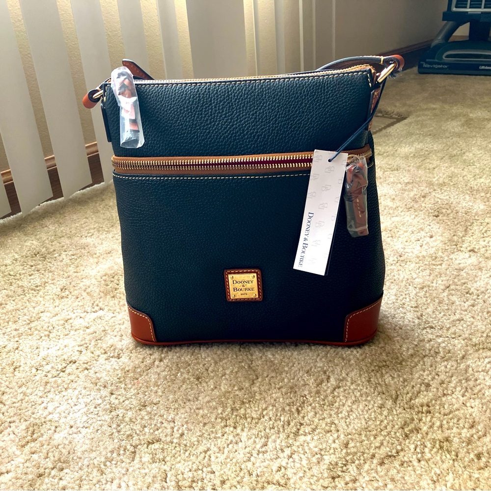 Dooney and Bourke Pebble Leather Small Zip Crossbody Bag - Black